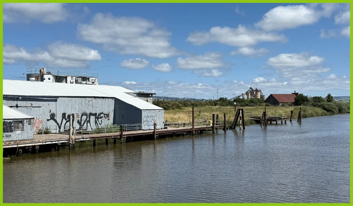  From the D Street Bridge, we spot a dilapidated warehouse, more empty land. 