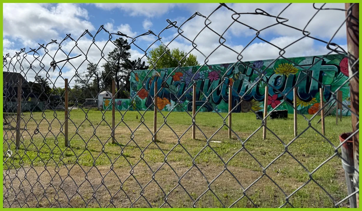  We turn the corner at a sweet hardware store, then see another empty corner lot. 
