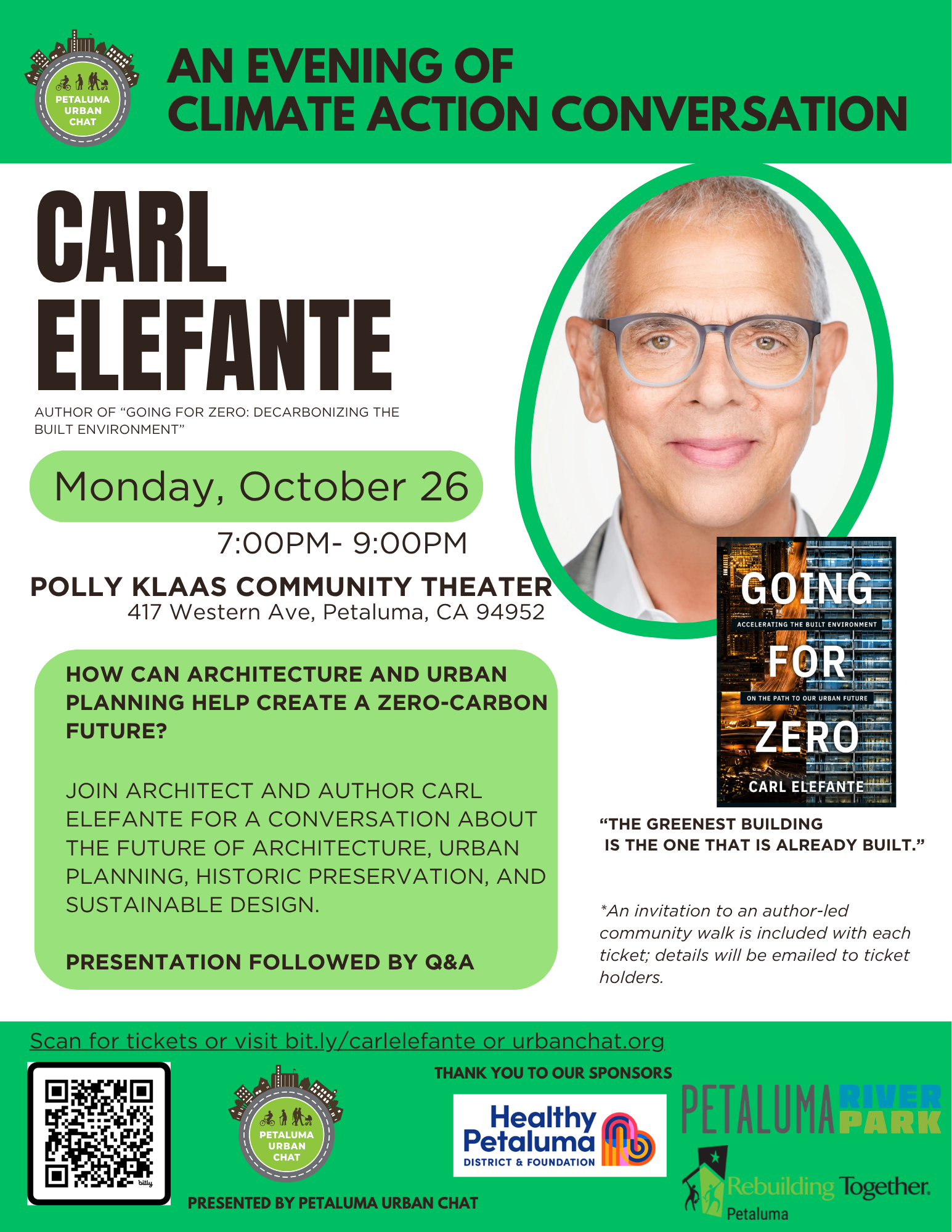 An Evening of Climate Action Conversation with Carl Elefante + Author-Led Community Walks
