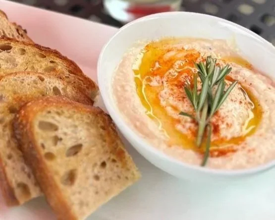 House made hummus with toasted bread appetizer at Butler's Pantry restaurant in Stowe Vermont