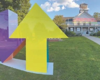The Current art center in Stowe Vermont with outdoor installation and community gathering on the lawn also offering art classes in Stowe Vermont