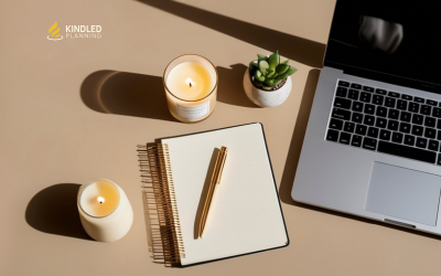 winter desk and notebook