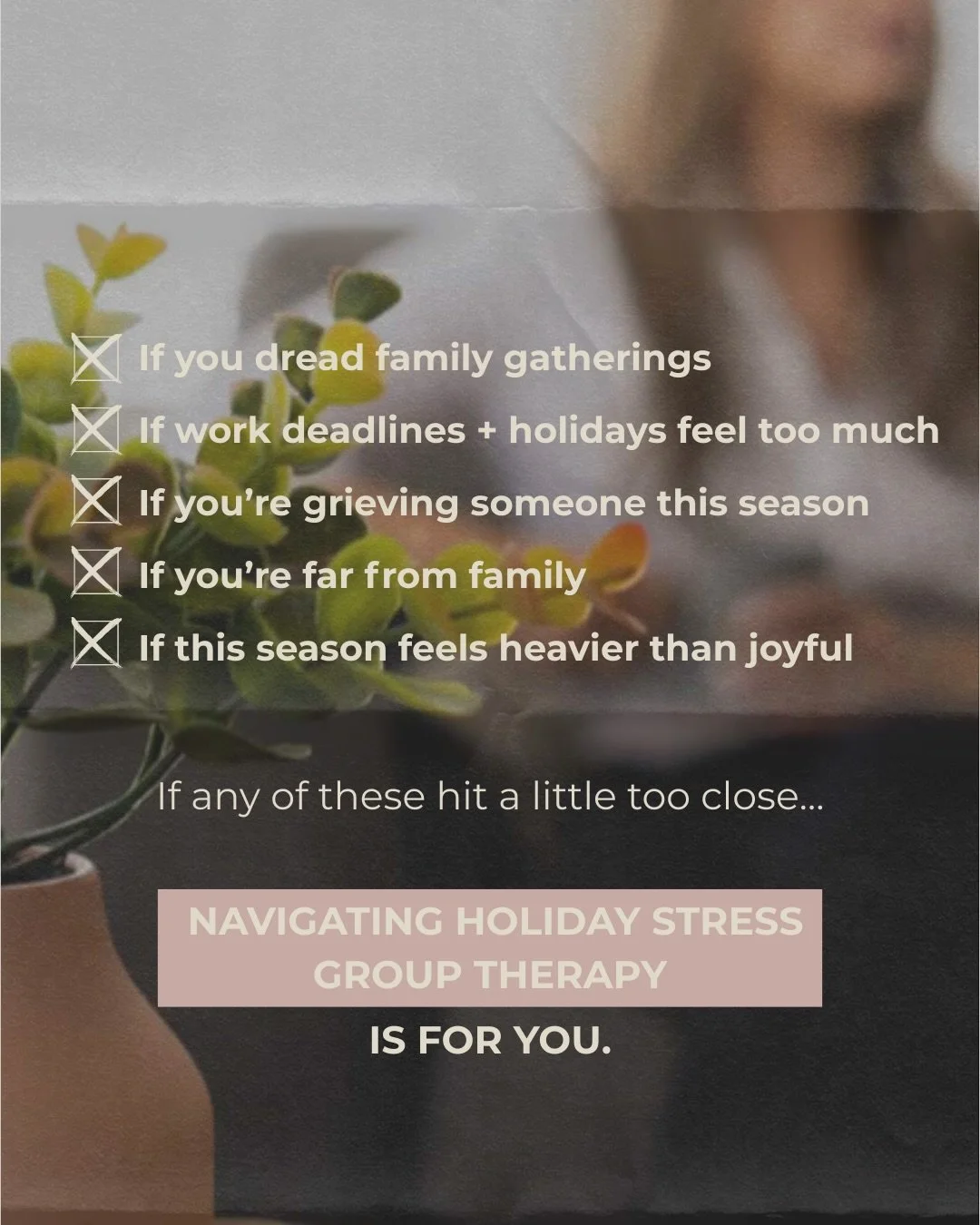 If the holidays feel heavier than usual&hellip; this is for you.

A lot of people struggle during this season &mdash; with stress, grief, complicated family dynamics, loneliness, or just feeling emotionally drained. And even though everyone expects u
