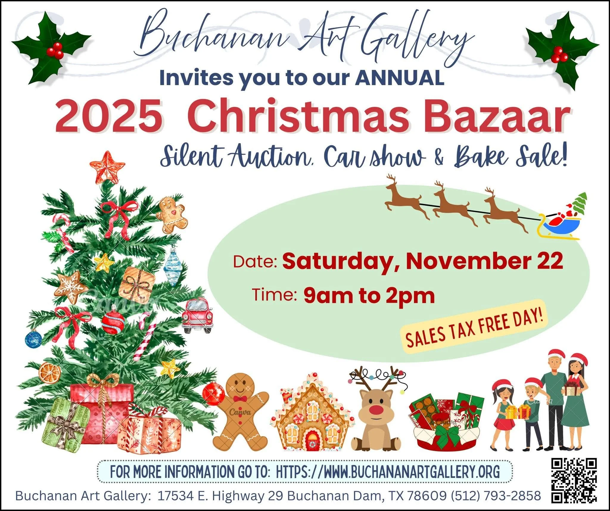 Hey y'all...

This is a nice event where you can support your local arts community and save yourself some baking for the holidays! All my pottery and many of my paintings are available there.

Buchanan Art Gallery invites you to our ANNUAL Christmas 