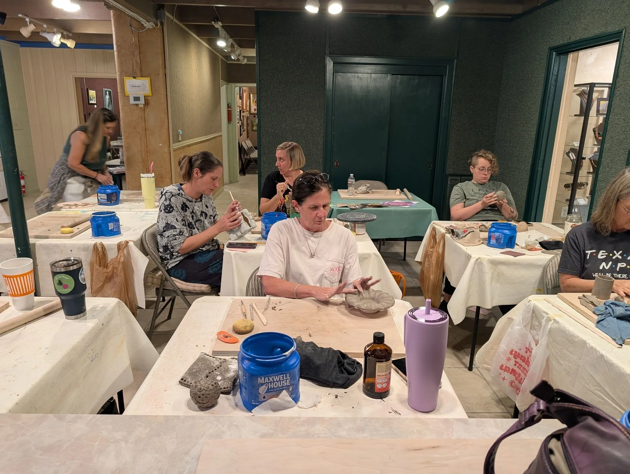 Tuesday night clay club! WE ARE BACK! 

Fun was had by all, as usual. 

Why not consider joining us? 

No experience or knowledge of clay is necessary--the magical freaking pottery teacher will walk you through every step. 

Buchananartgallery.org/cl