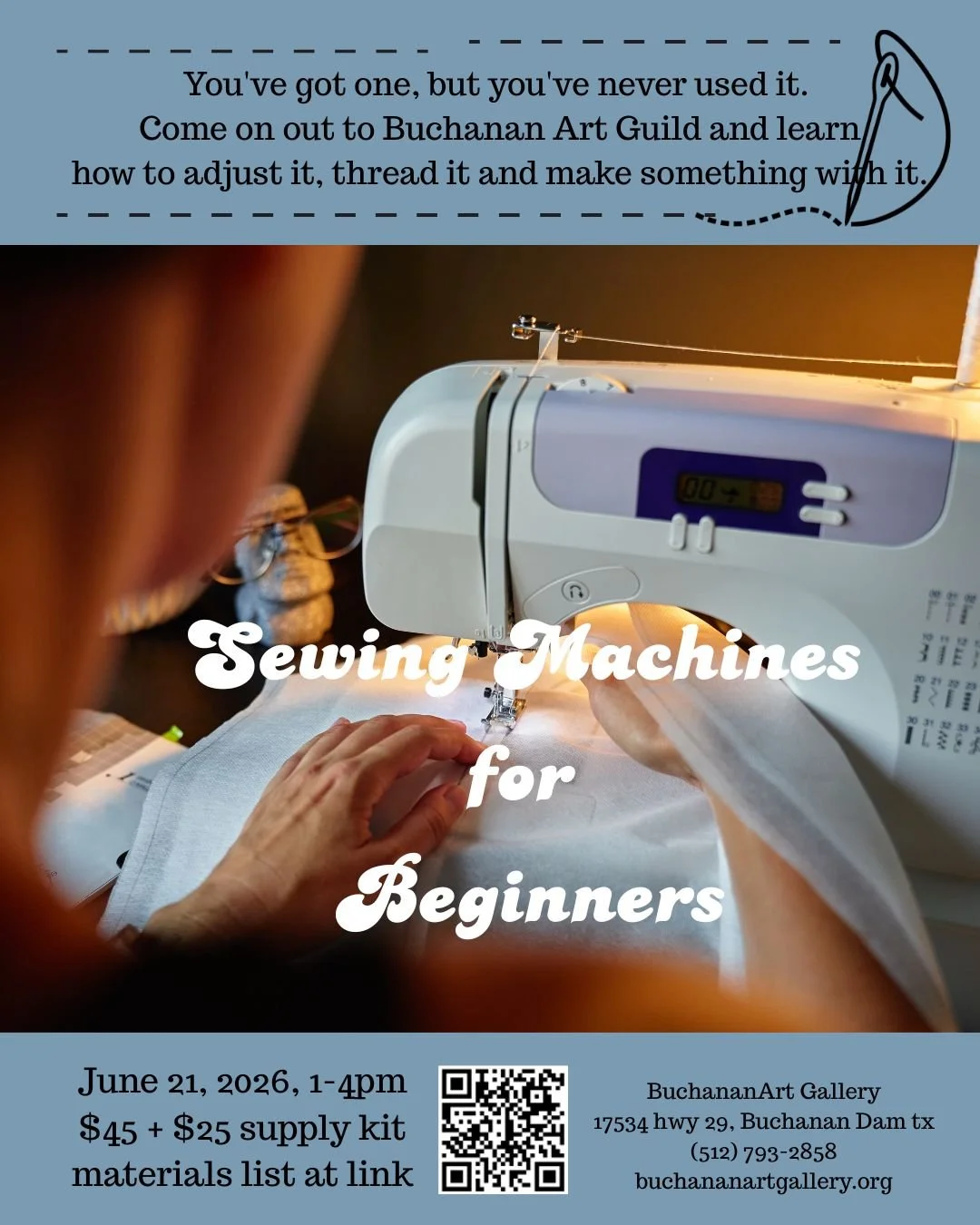 This is a little ways out, but I need to know how many are coming so I can have enough supplies for everyone...

Bring your machine and learn to use it! 

I know... It's sitting in your closet and you wish you knew how to sew with it, but you never h