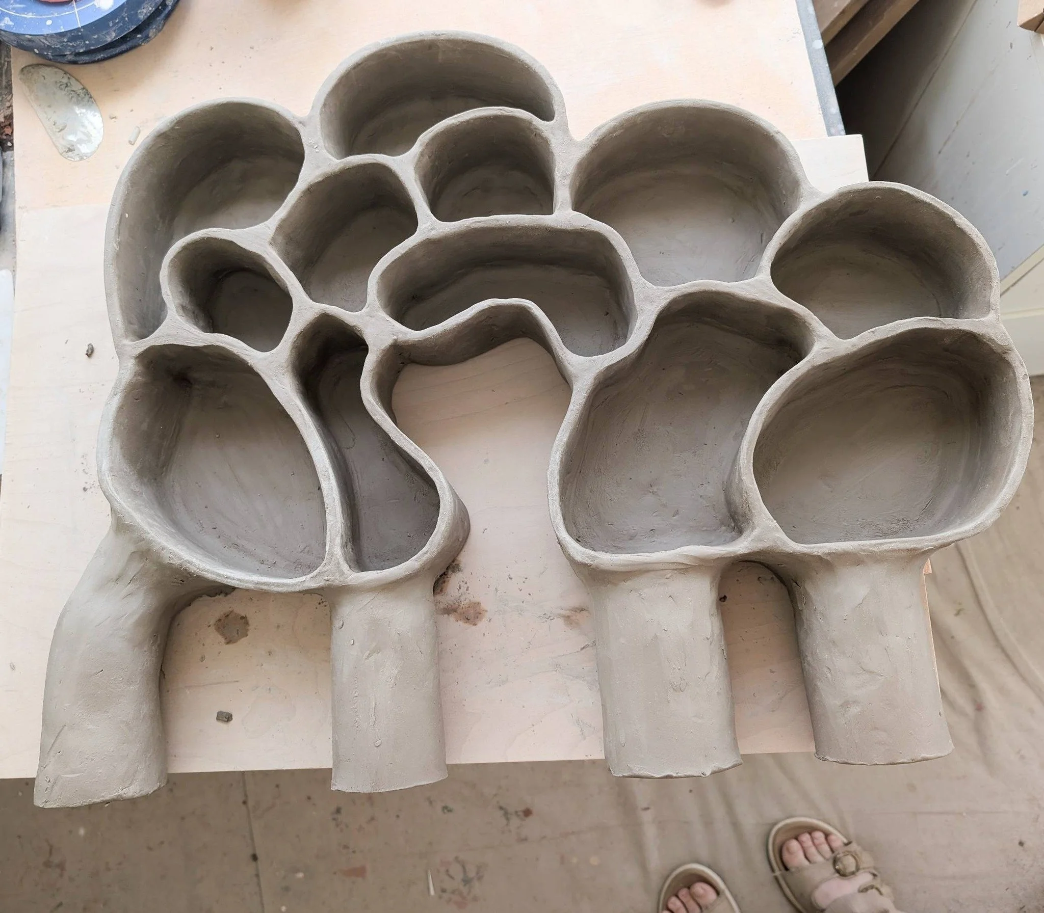Pic one: 

Some of you have been wondering about this piece I started in class last week. 
Btw, confirmed it WILL fit in the kiln. Keep watch here. 

Pic two: 

Loving these Coyote glazes, Smokey Pearl and Black on this fancy-shmancy butter dish. 

P