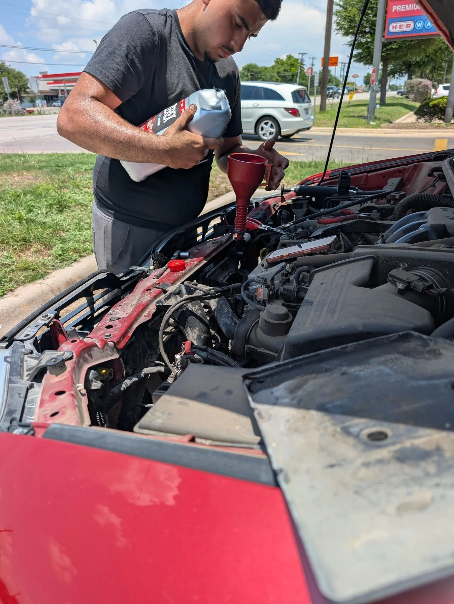 In their hearts humans plan their course,
 but the Lord establishes their steps.

Proverbs 16:9

Ah, the adventures of life! 

Welp, I got a new radiator today. 

In the HEB Parking lot. 

On the corner of 1825 and Wells Branch Parkway. 

That is...I