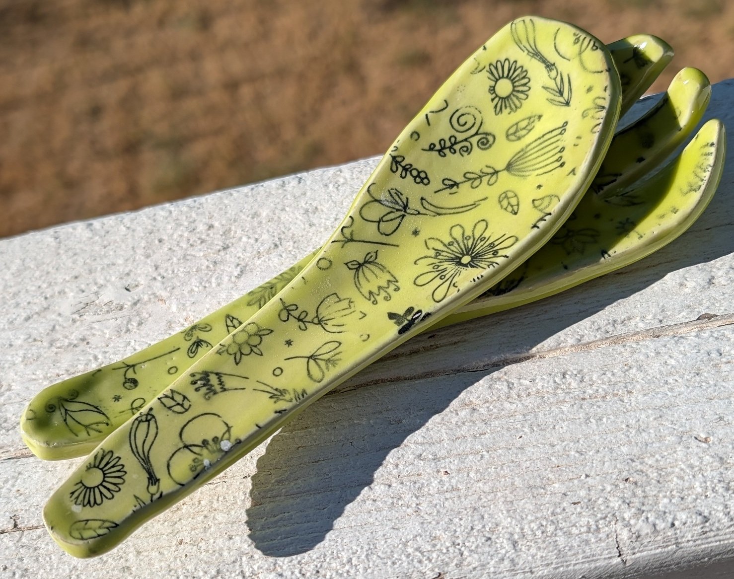 Whimsical Floral Salad Server Set