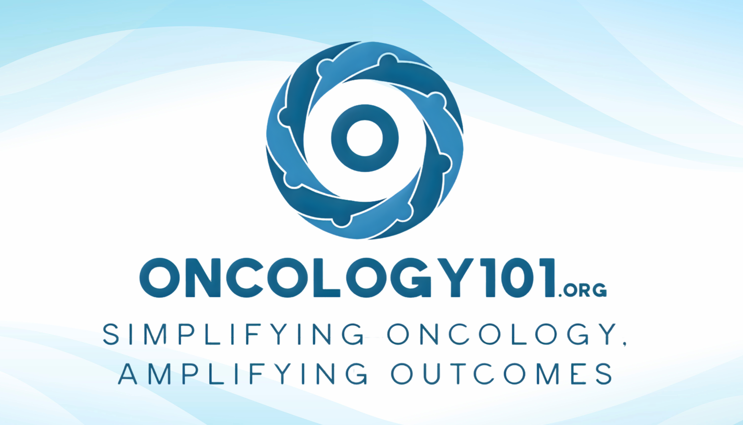 Logo for ONCOLOGY101.org with the tagline "Simplifying Oncology, Amplifying Outcomes" on a light blue and white background.
