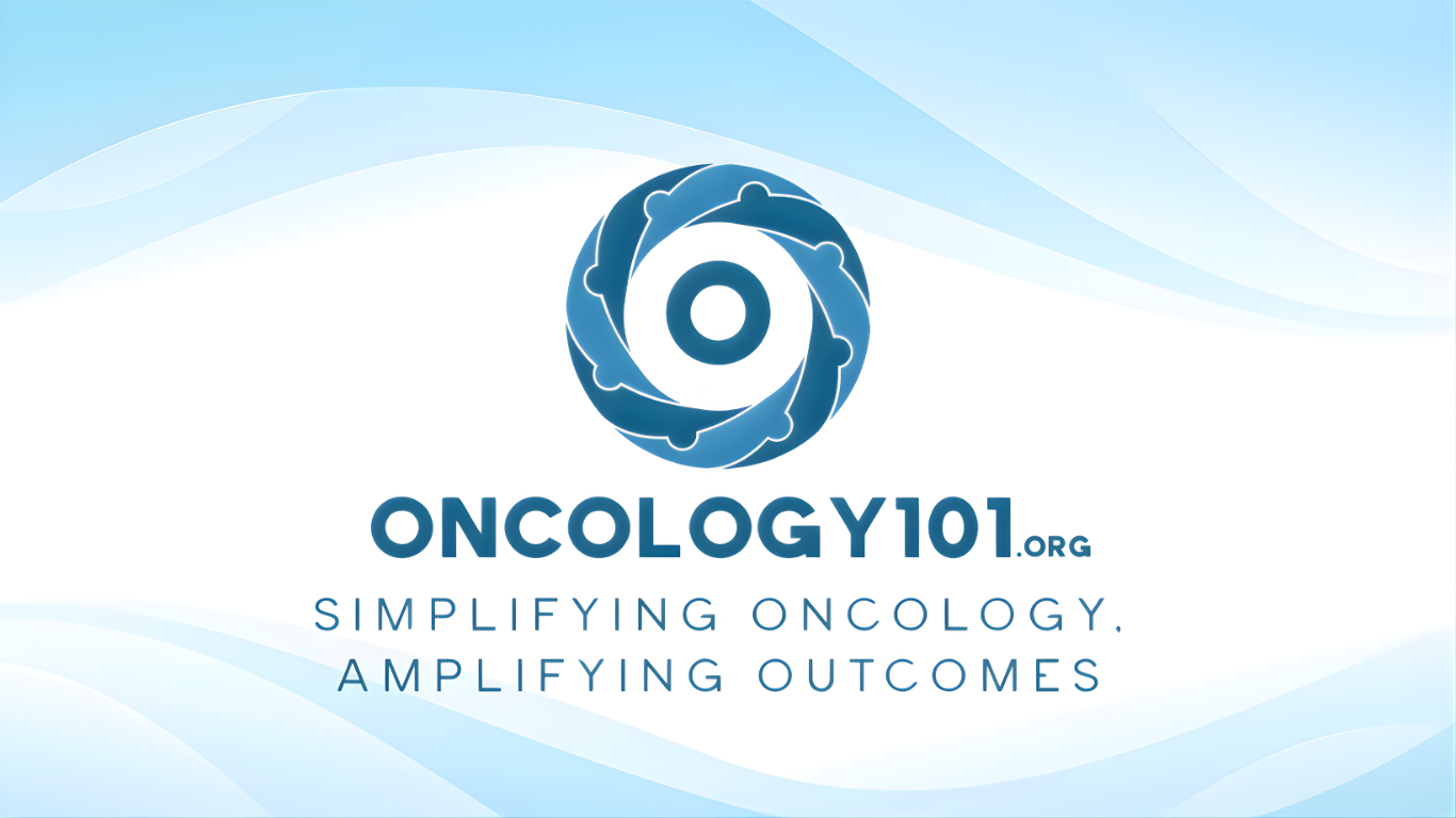Oncology Y101 logo with the tagline 'Simplifying Oncology, Amplifying Outcomes' on a light blue and white abstract background.