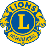 Lions Club International logo with blue and yellow colors, featuring a lion's head and the letter 'L' in the center.
