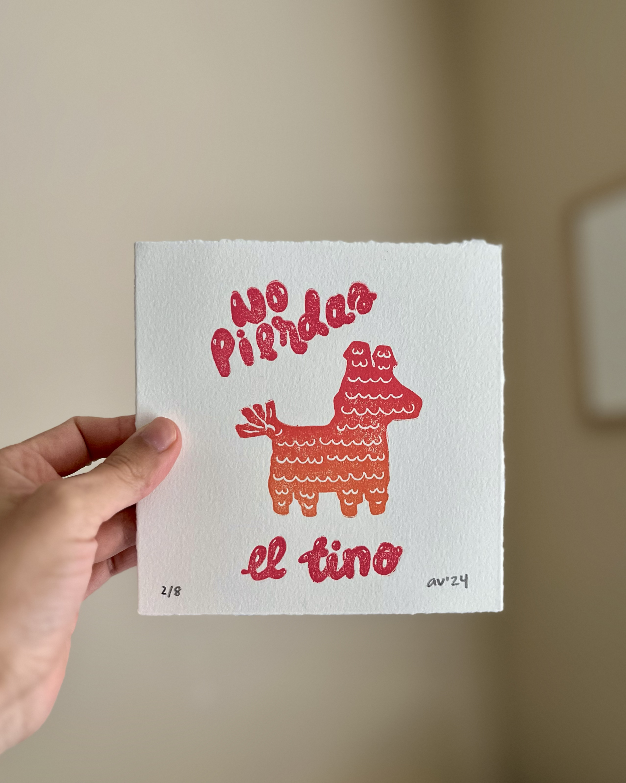 "No Pierdas El Tino" Linocut Relief Ombré Print