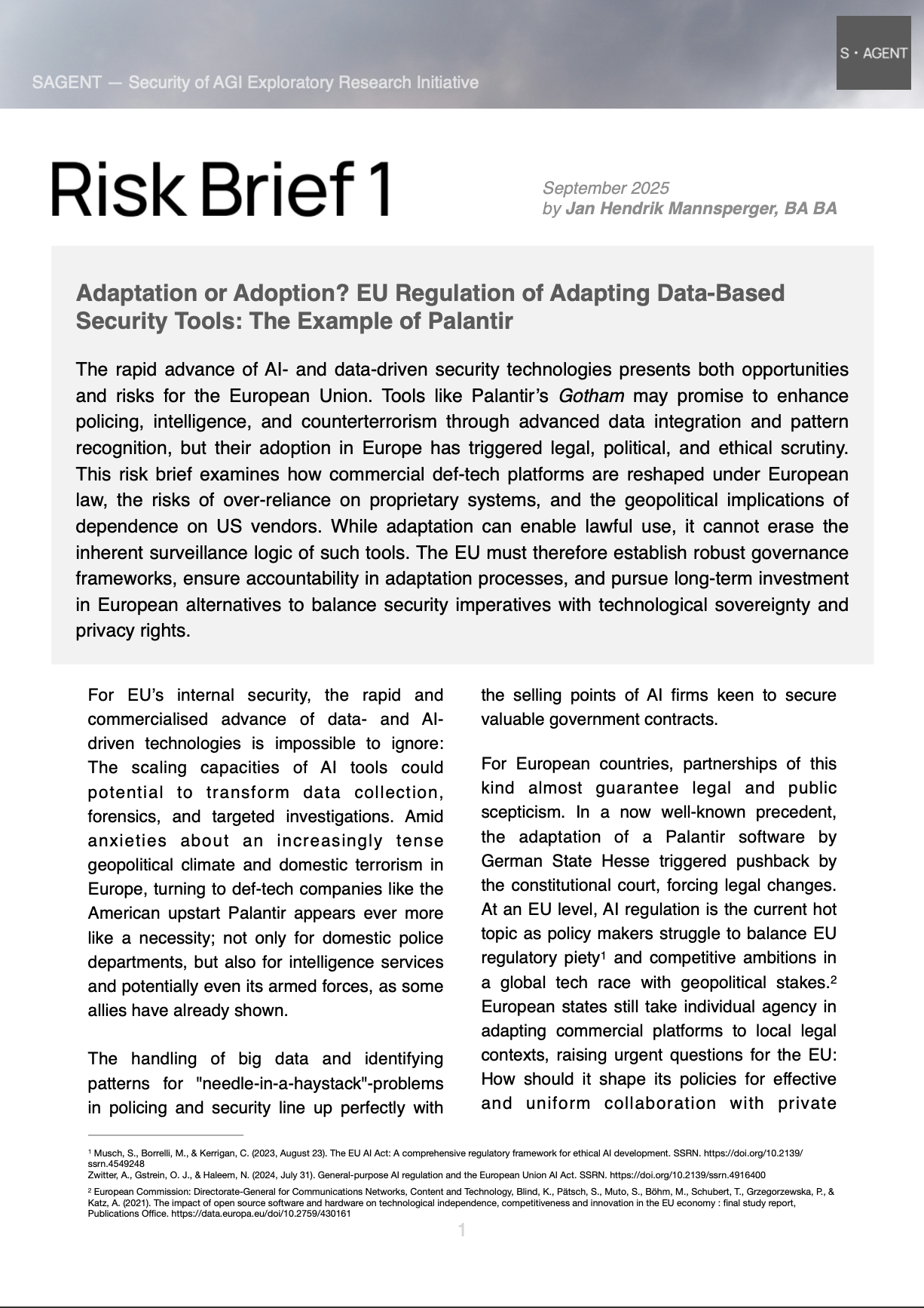 Risk Brief 1