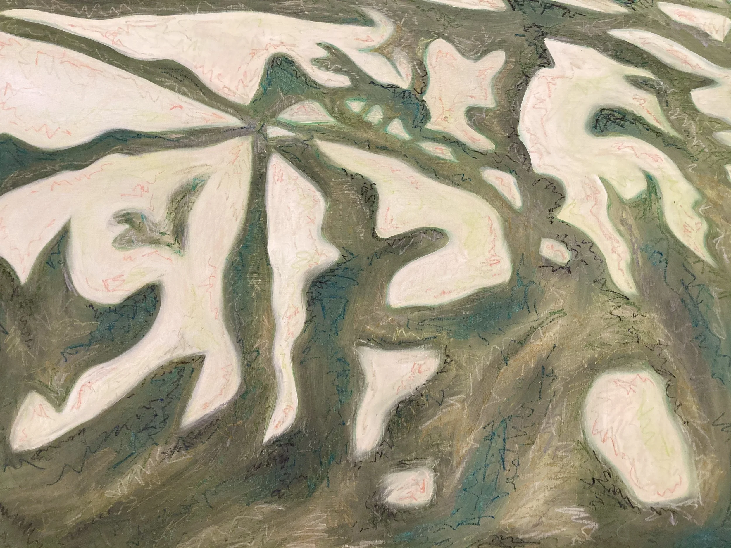 oil and pastel on panel 3x2ft