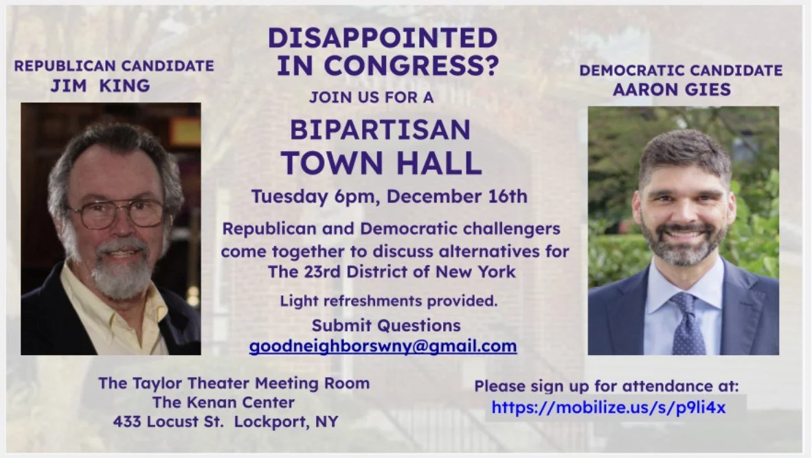 “Political newcomers say they are better choice for 23rd district,” Heidi Truschel-Light, Lockport Sun Journal, 12/18/25