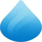 Close-up of a blue teardrop-shaped object with a gradient, highlighted in the center.
