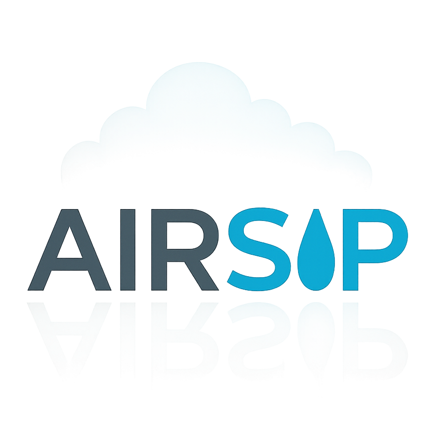 A logo with the word 'AIRSP' in bold letters underneath a cloud graphic.