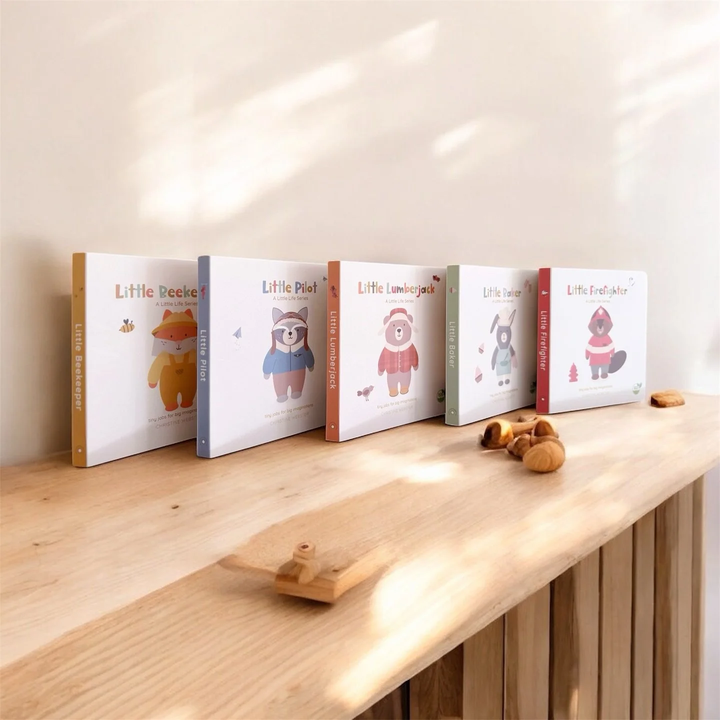 Meet our Little Life Series 🌿
Five gentle little books inspiring big ideas — from buzzing beekeepers to brave firefighters.
Thoughtfully printed on FSC-certified board with soy-based inks, designed for little hands and big imaginations. 
#suns