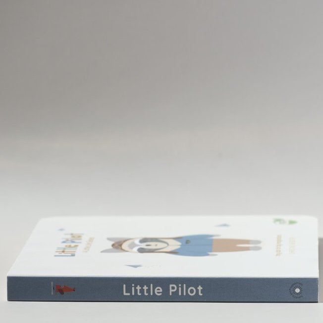 A children's book titled 'Little Pilot' lying flat on a surface, with part of the cover visible showing a cartoon character dressed as a pilot.