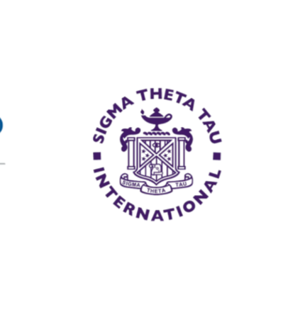 Purple Sigma Theta Tau International logo on a black background.