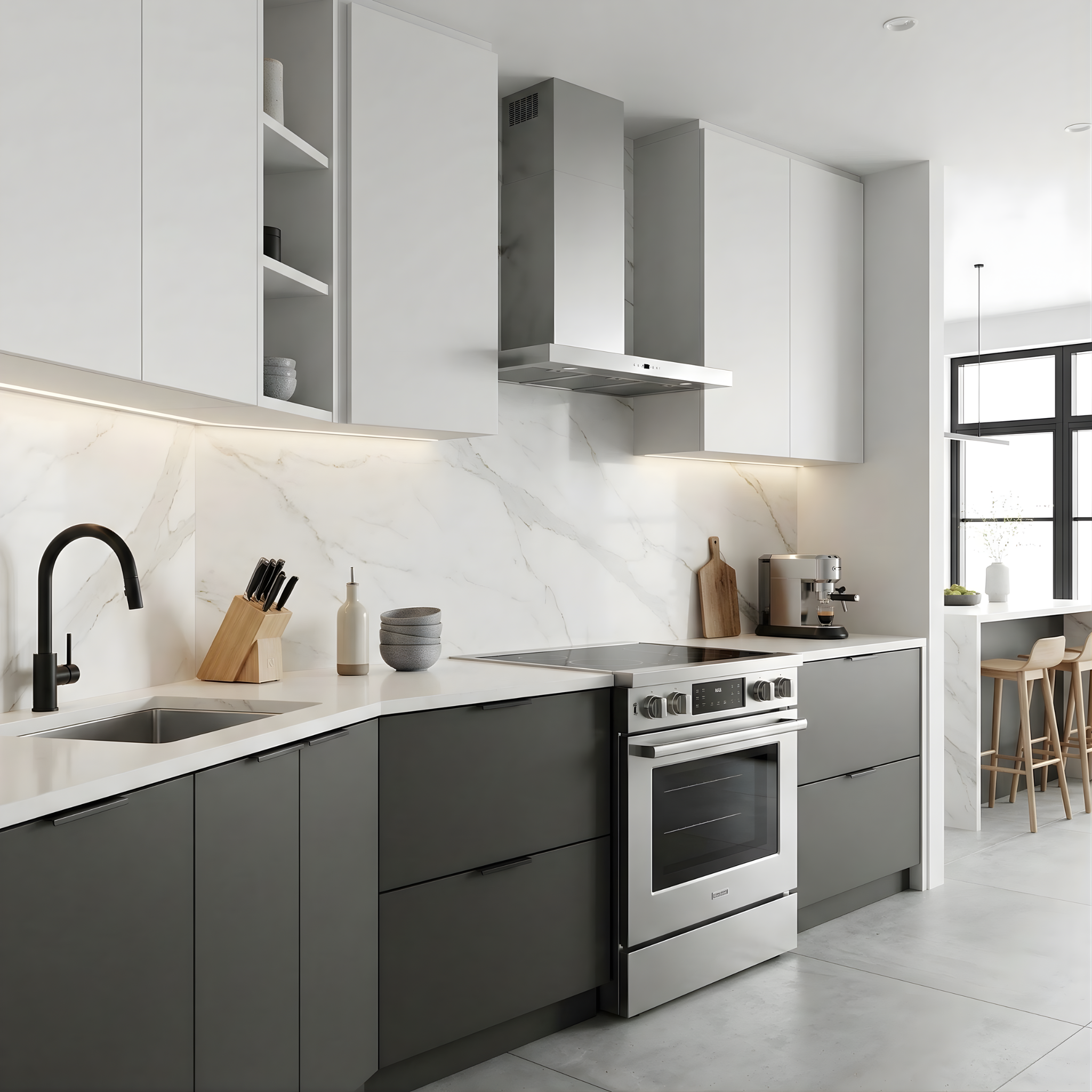 kitchen backsplash tile Palm Coast FL — grout lines close-up — Large Format Porcelain Slab — detail shot