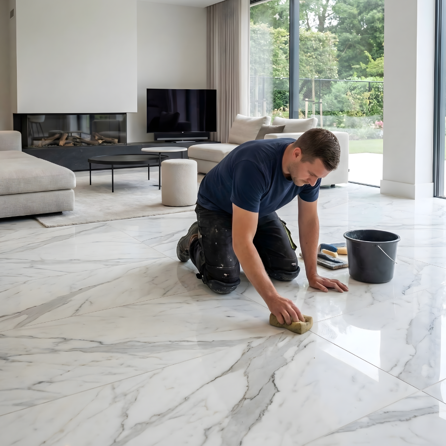 tile installation Palm Coast FL — porcelain floor tile — clean grout lines