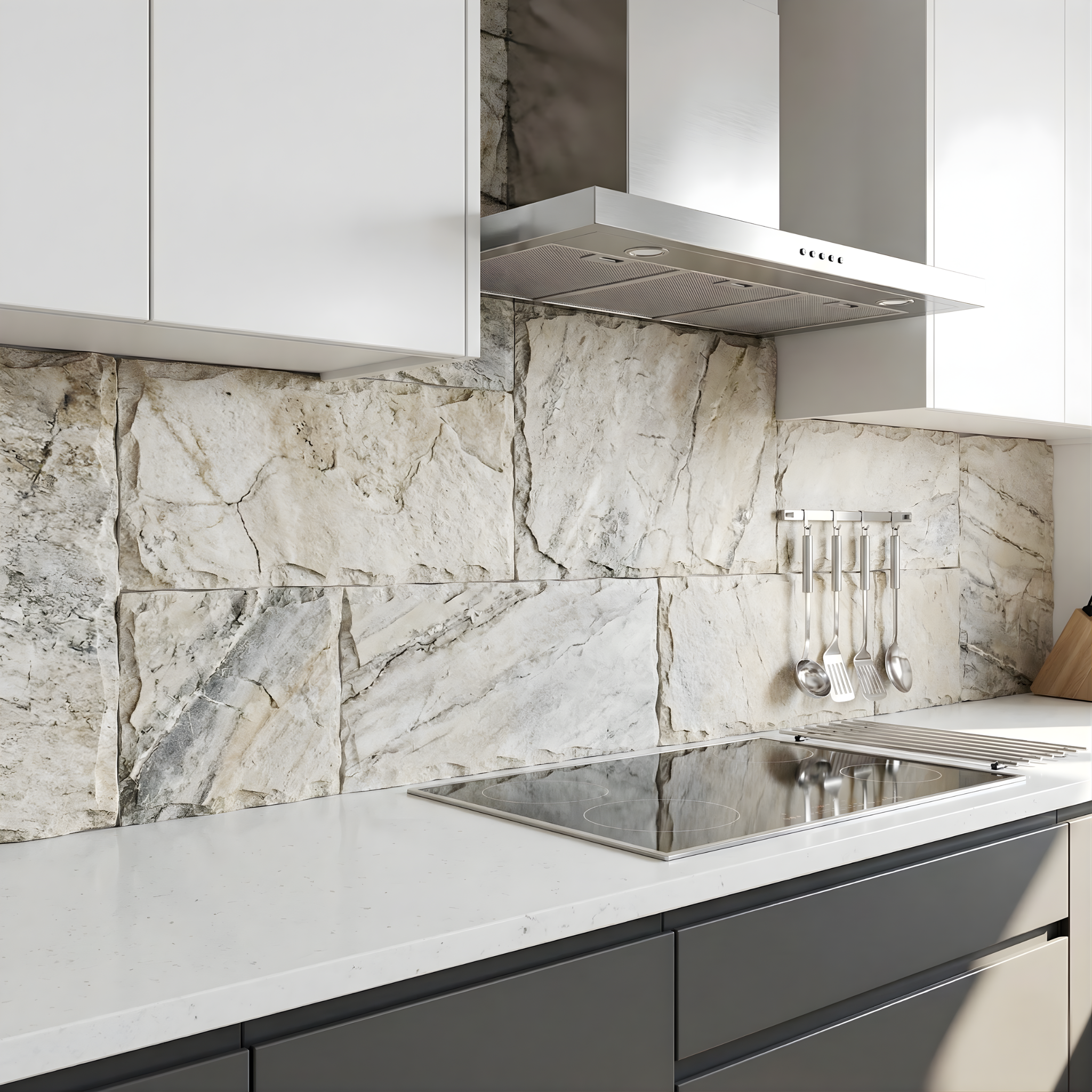 kitchen backsplash tile Palm Coast FL — grout lines close-up — Natural Stone— detail shot