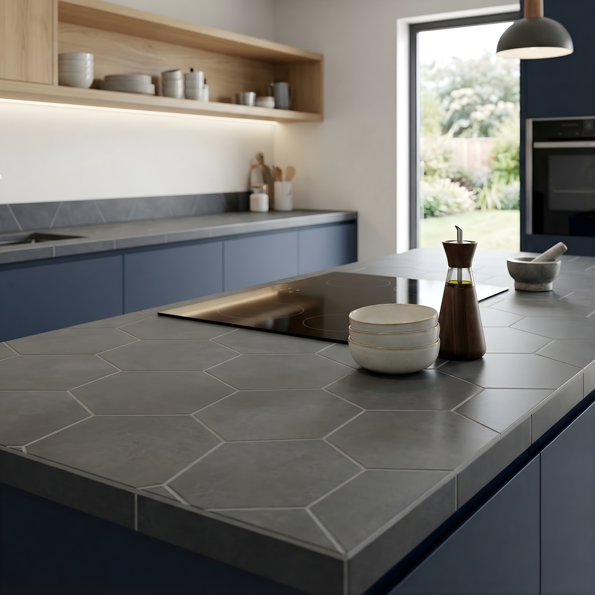 kitchen remodeling Palm Coast FL — quartz countertop installation — flat range detail