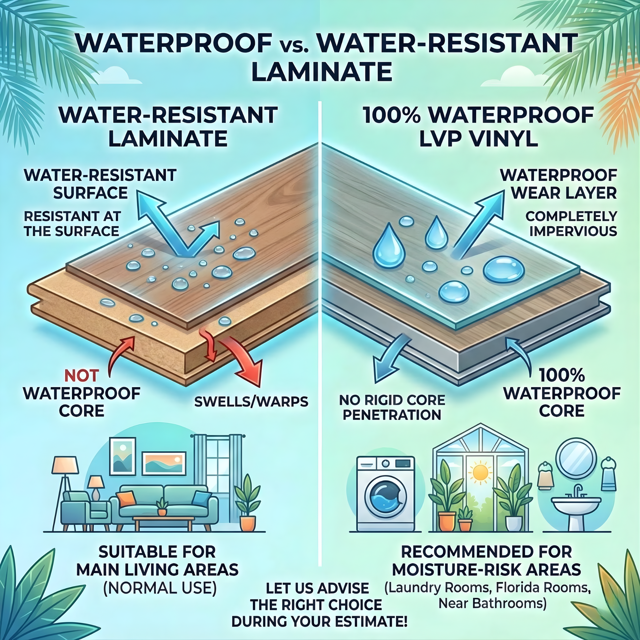 laminate flooring Palm Coast FL — vapor barrier underlayment on slab — before install