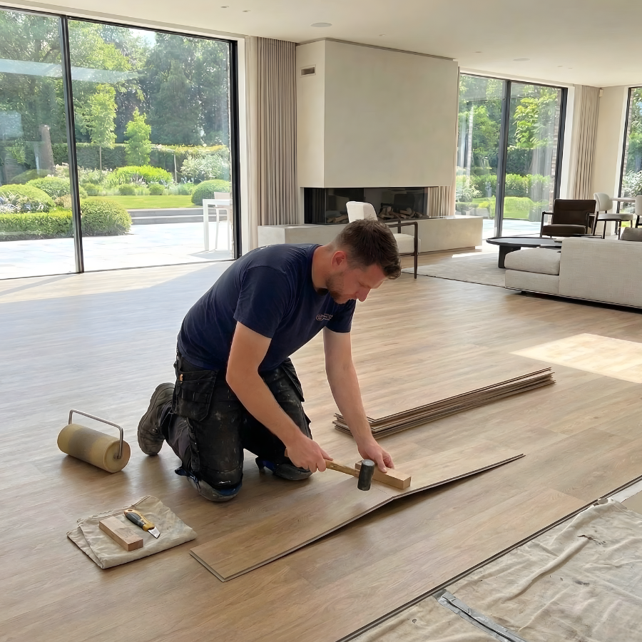 laminate flooring Palm Coast FL — laminate installation in progress — Palm Coast home
