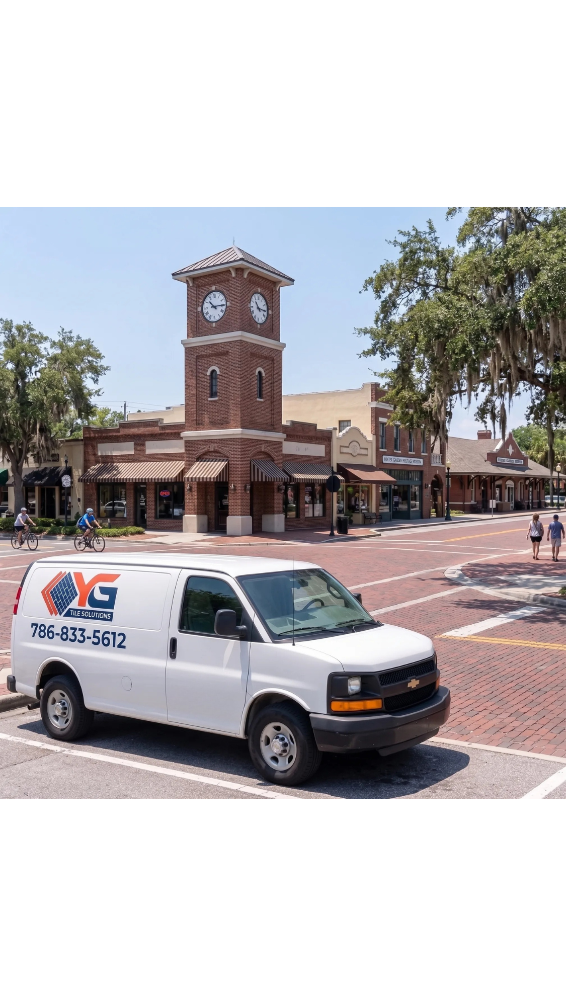 YG Tile Solution Van in Front of Winter Park Village
