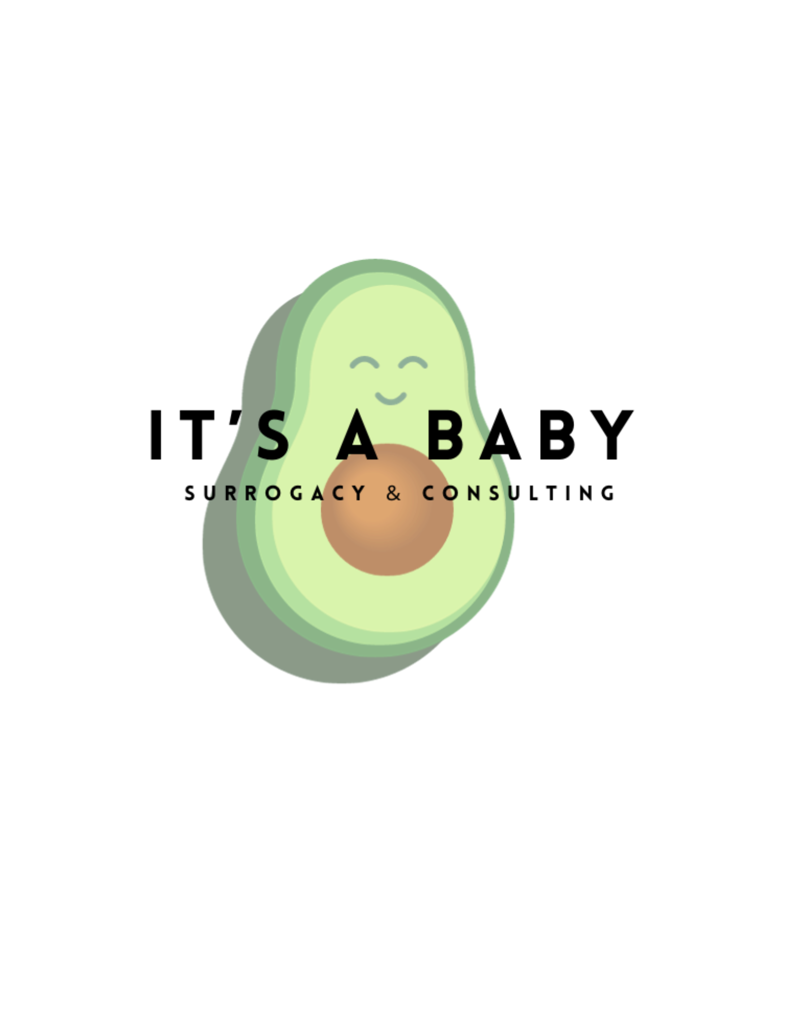 Illustration of an avocado with a smiling face, seed, and the text 'SABA' and 'GUTARIOGACY & CONST' overlaid.