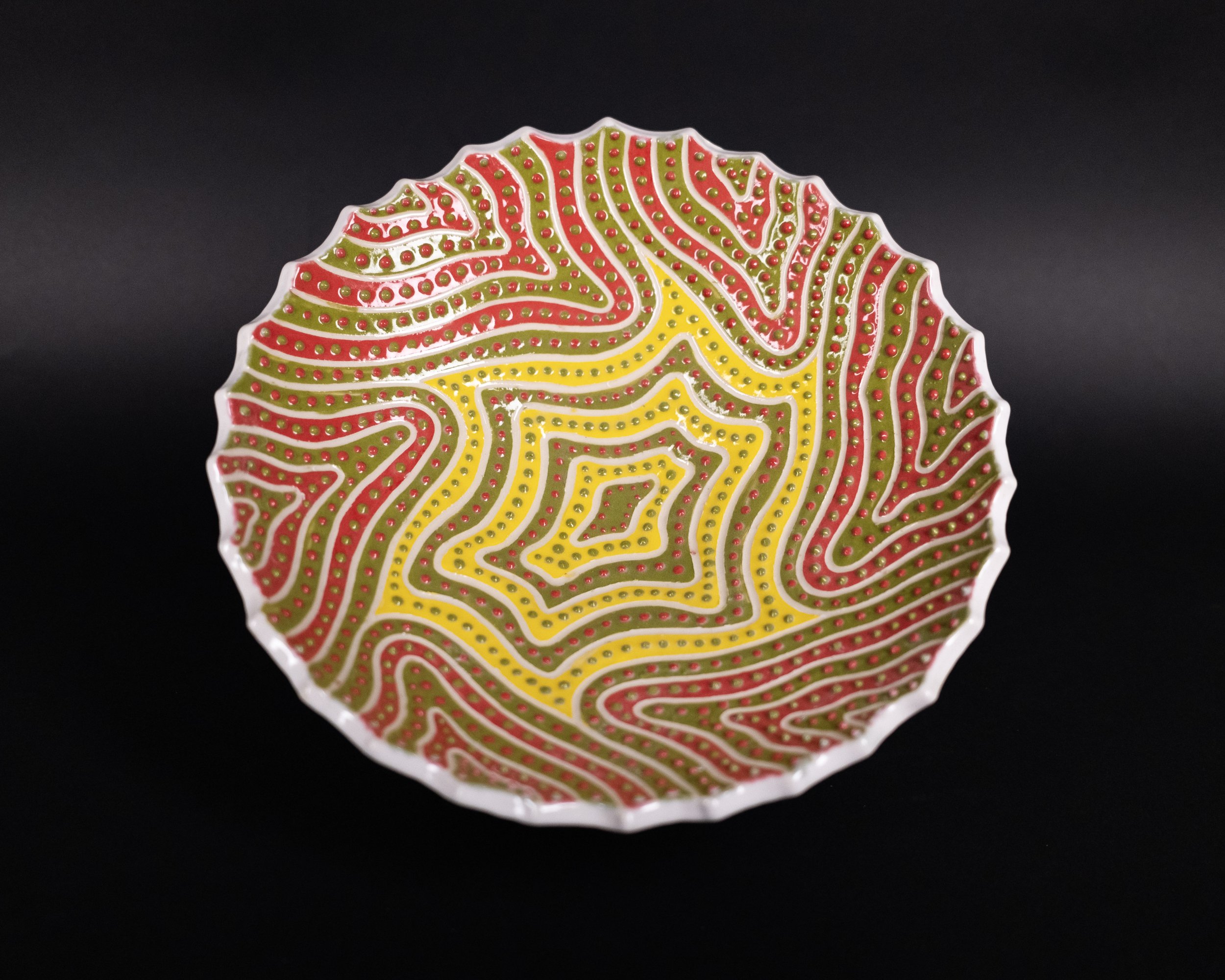 Fruit Bowl. White stoneware with slip. Cone 6, Oxidation. 