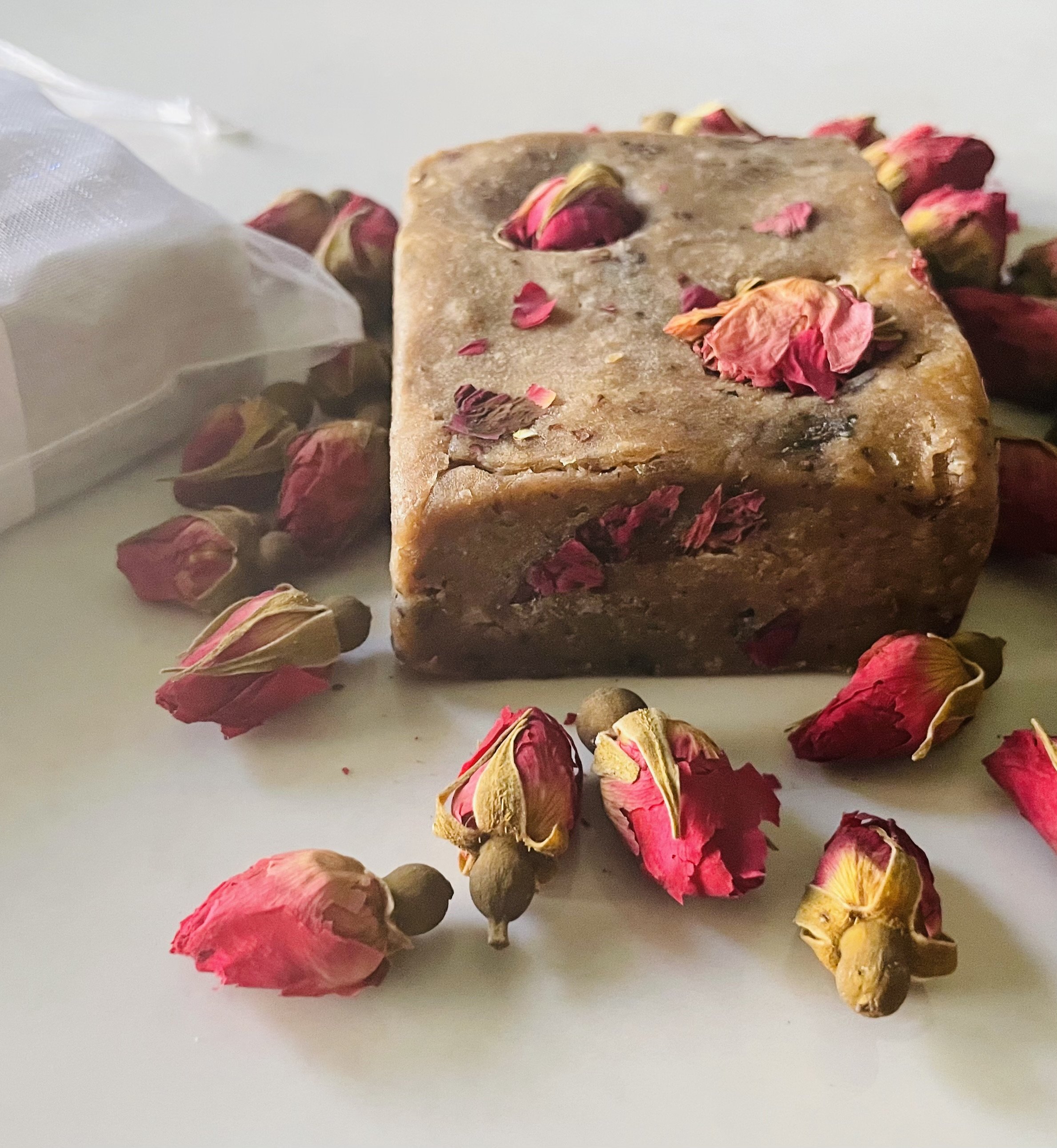 Natural African Black Soap Infused with Rose Flower