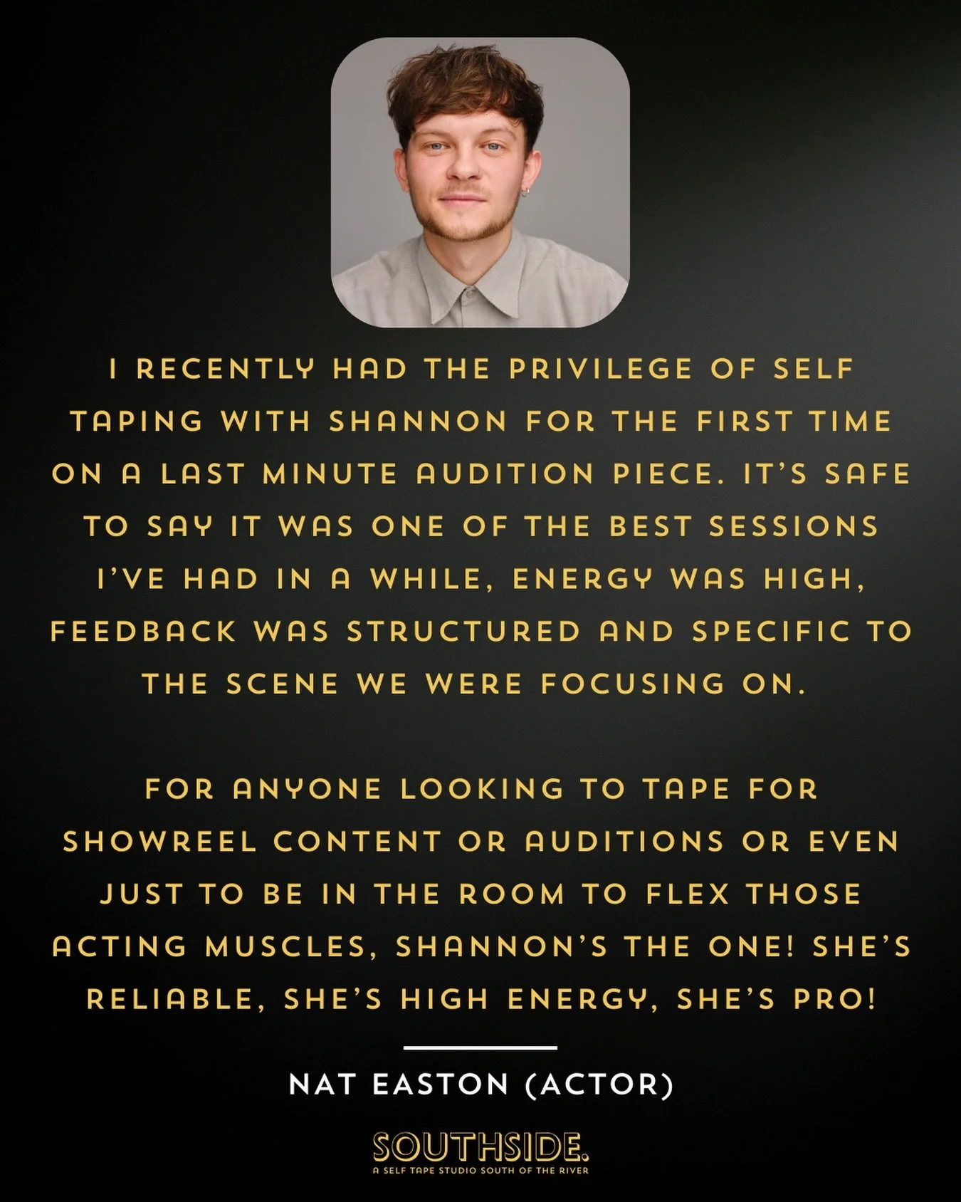 The kindest words from a fire actor 🔥
Nat brought so much range! Showcasing power and vulnerability in a two page scene! Work rate on 💯 in our late-night Sunday session.

Craft first, always. ✨✨

🎥 Southside Self Tapes | Lewisham
🌐 Book via link 