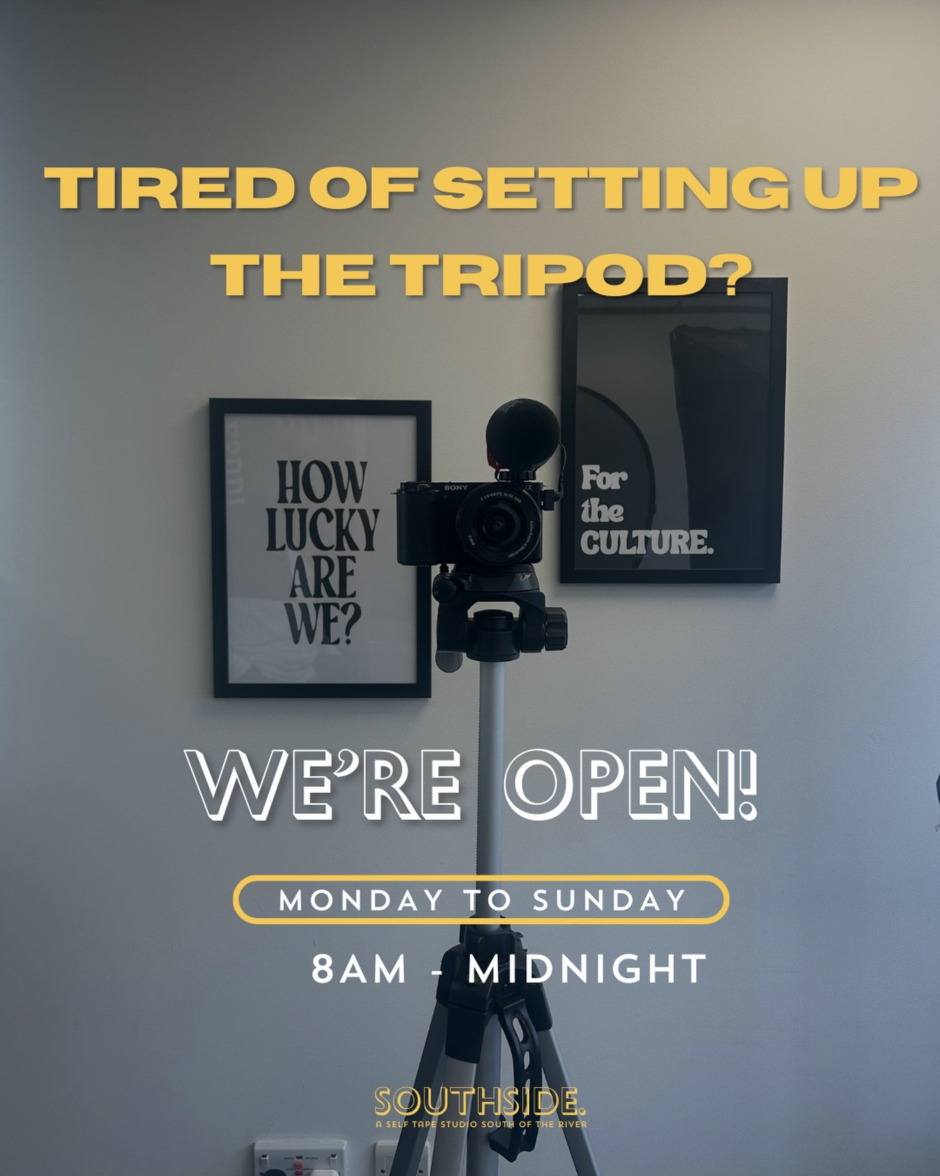 Tired of setting up the tripod? 😅😅
We&rsquo;ve all been there.

If you&rsquo;re done wrestling with those last-minute DIY setups &mdash; we&rsquo;re open 8am&ndash; Midnight so you don&rsquo;t have to. 🙌🏾🙌🏾

Come in, lock in and focus purely on