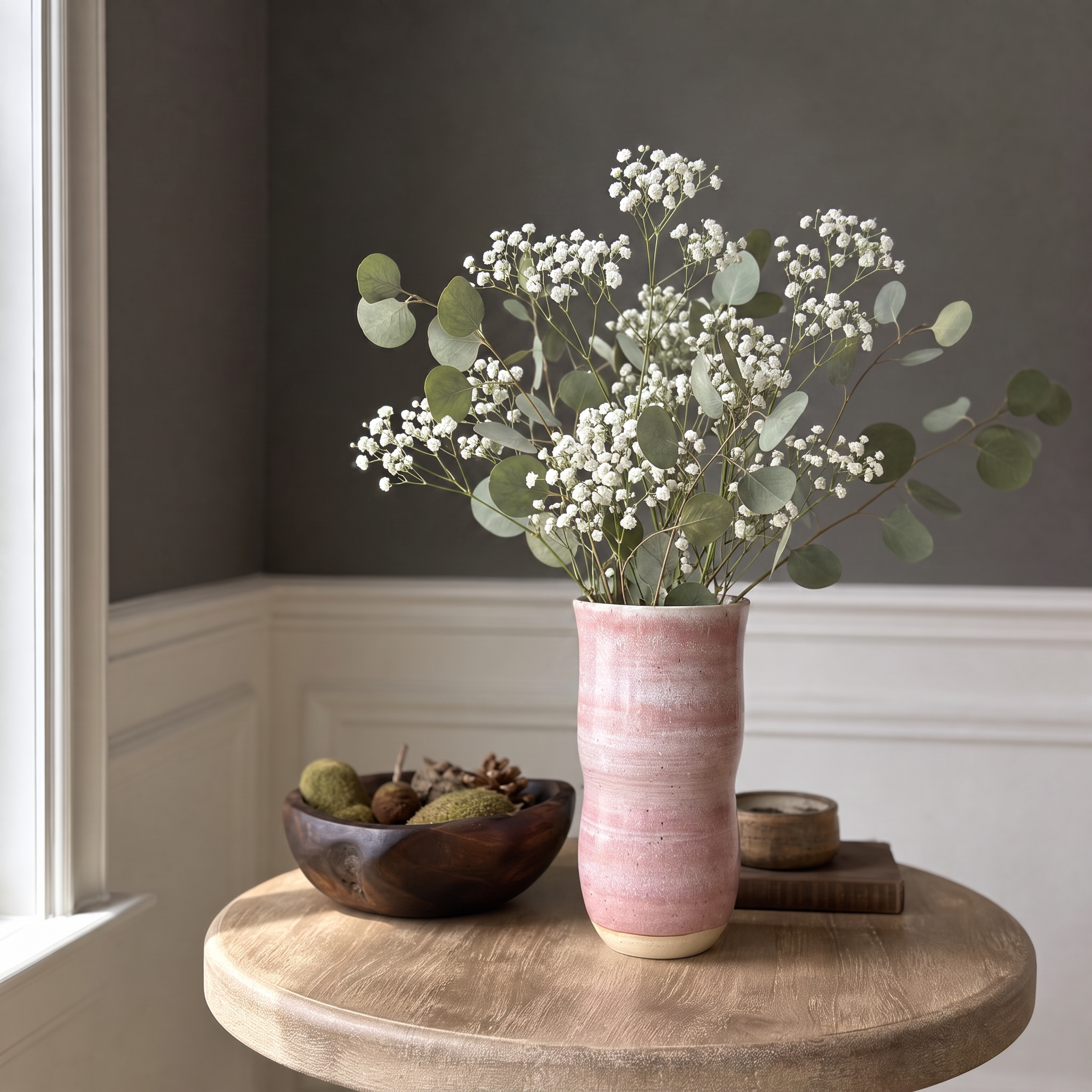 Curved Open Neck Pink Vase