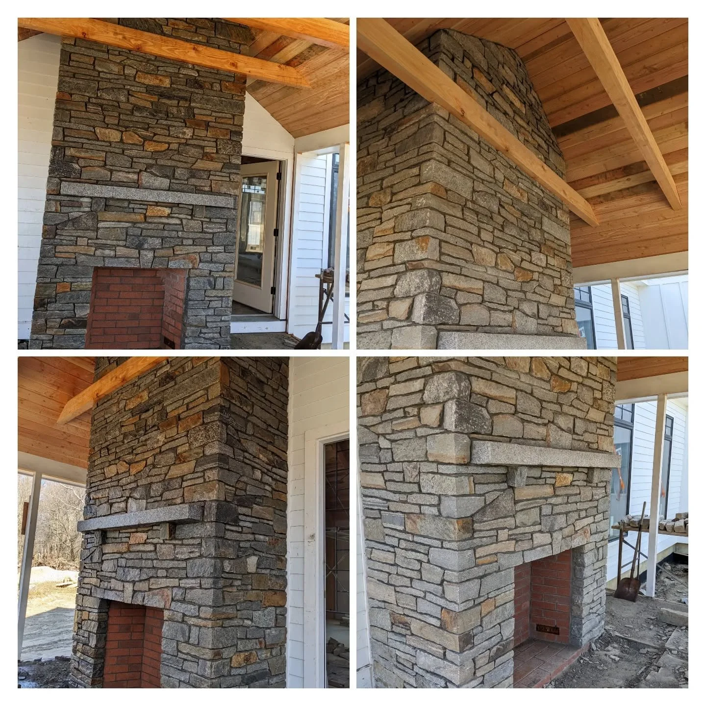 Screened porch fireplace with granite and fieldstone

#masonry
#outdoorfireplace