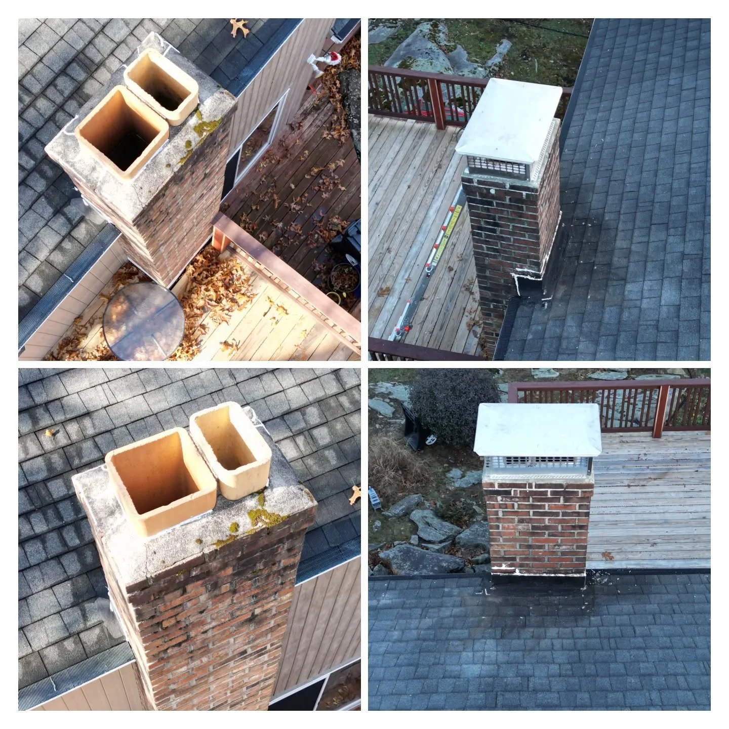 Chimney repair, stainless steel cap installation, and silicone seal coating.

#masonry
#chimney