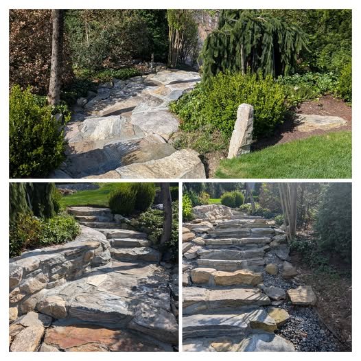 granite flagging steps built into hillside 