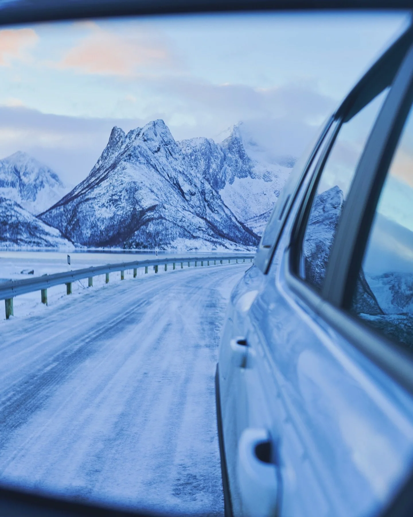 Winter roads &amp; one of the @nordic.explorers.lofoten 4x4 vehicles ❄️🏔️👌