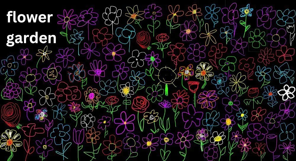 shoutout to my friends and family for drawing me flowers for this project, as a collective process-based piece I decided to create a flower garden