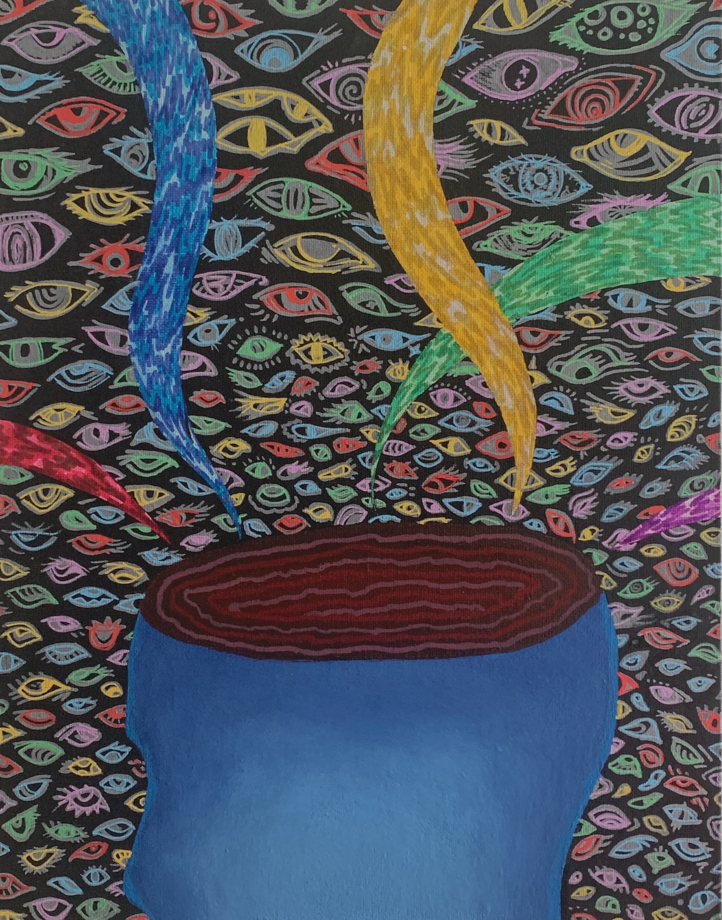 sleep paralysis (acrylic and paint pen, 2021)