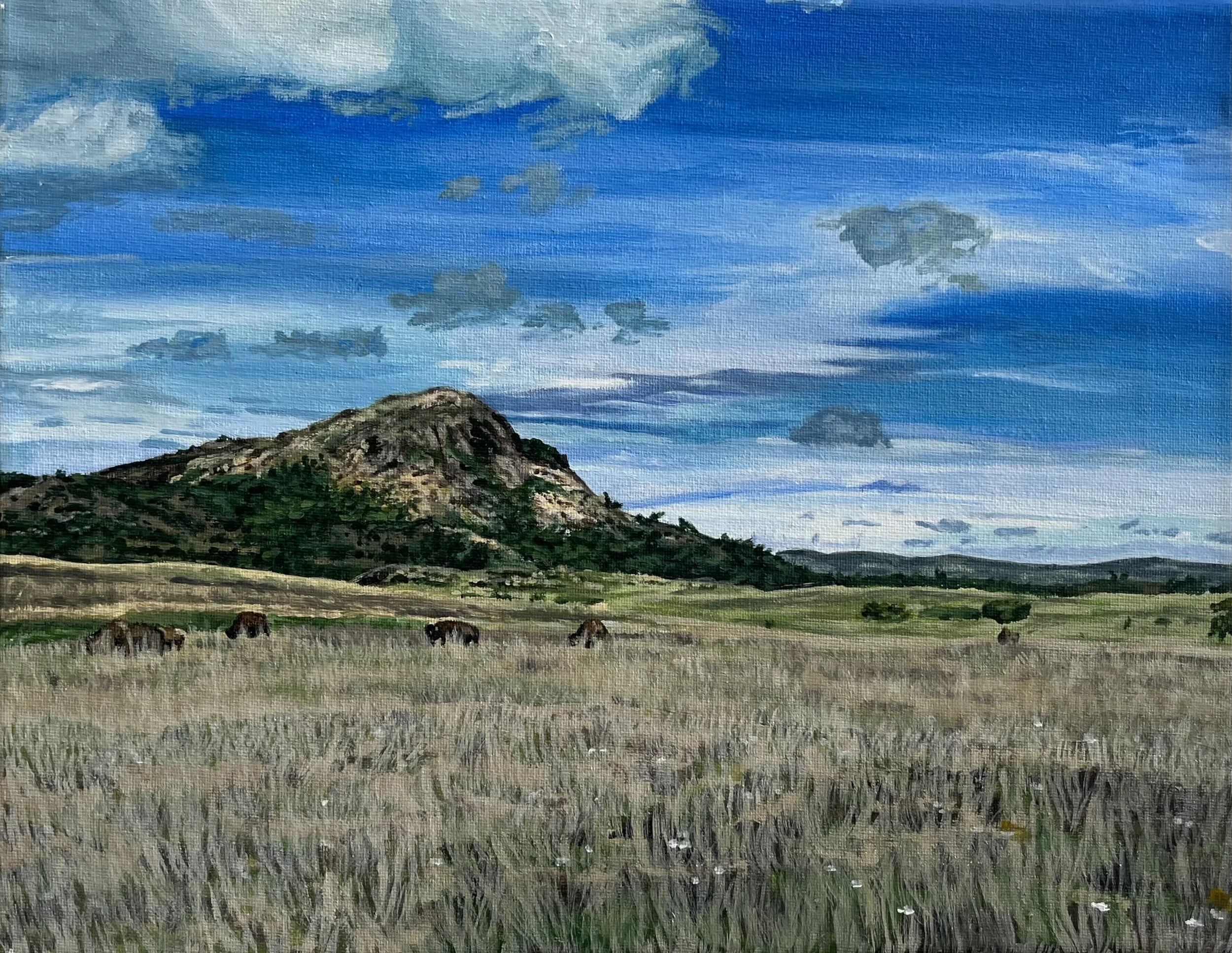 Herd of Bison, December 2022, Acrylic on Canvas, 11x14 in.