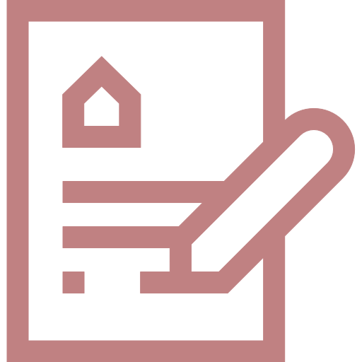 Icon of a printer with a piece of paper coming out and a small house symbol in the top left corner.