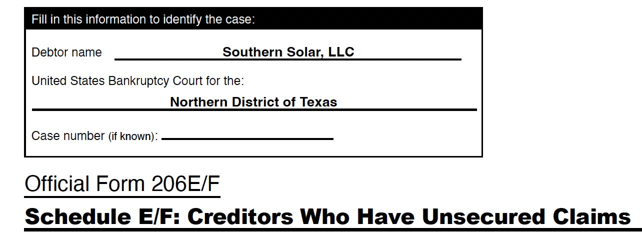 Southern Solar, LLC’s Creditor’s Meeting Recording