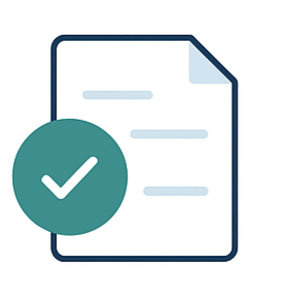 Icon of a document with a checkmark symbol indicating approval or completion.