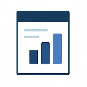 Graphic of a bar chart with three vertical bars increasing in height