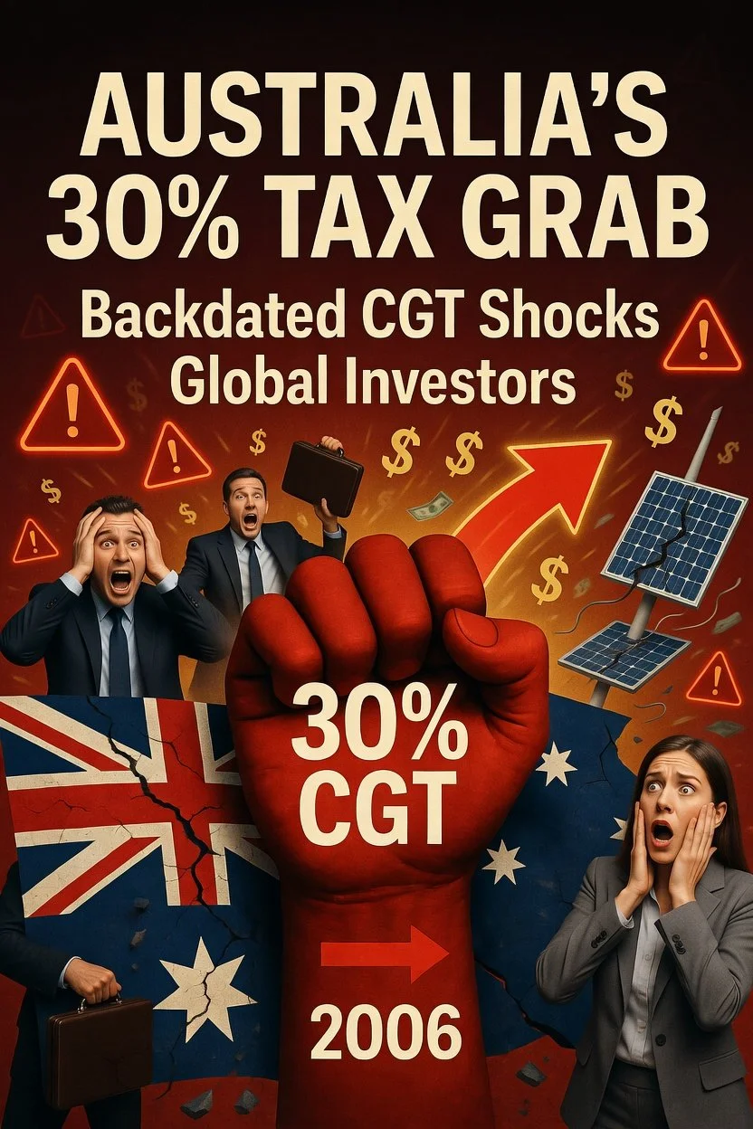 Australia’s 30% Tax Grab: Government Backdates CGT and Shocks Global Investors